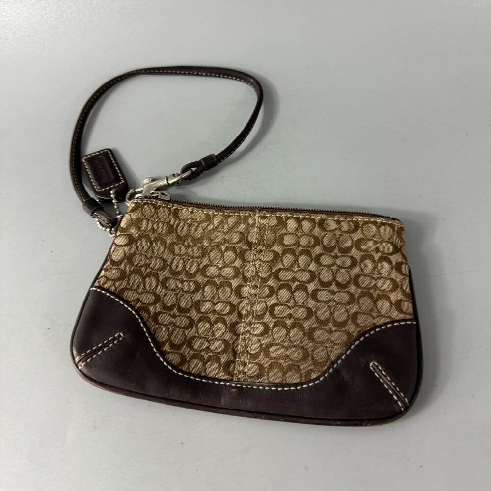 Coach Small CC Logo Canvas Wristlet, Brown